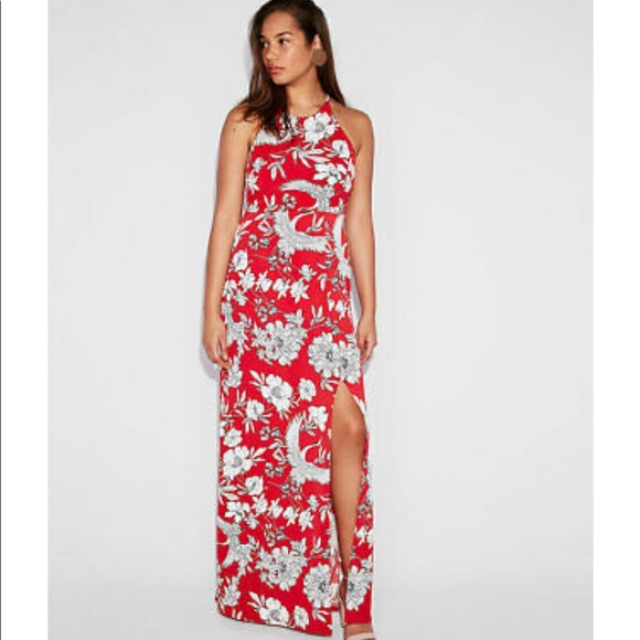 Express Red Printed Maxi Dress size xs - Picture 2 of 7